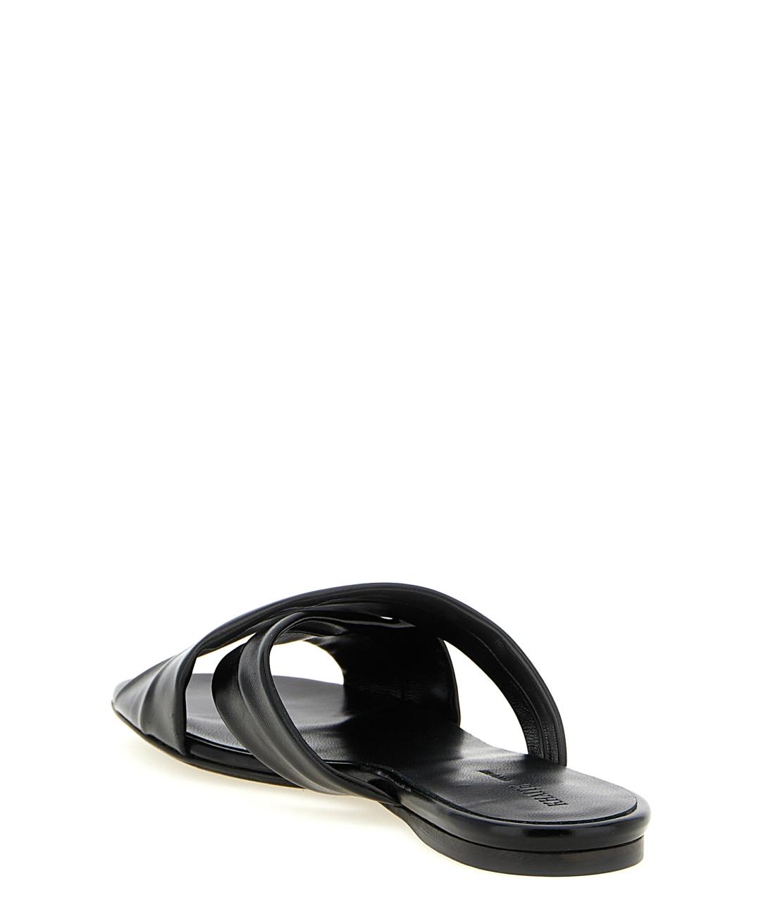 KHAITE Черные кожаные шлепанцы, фото 3