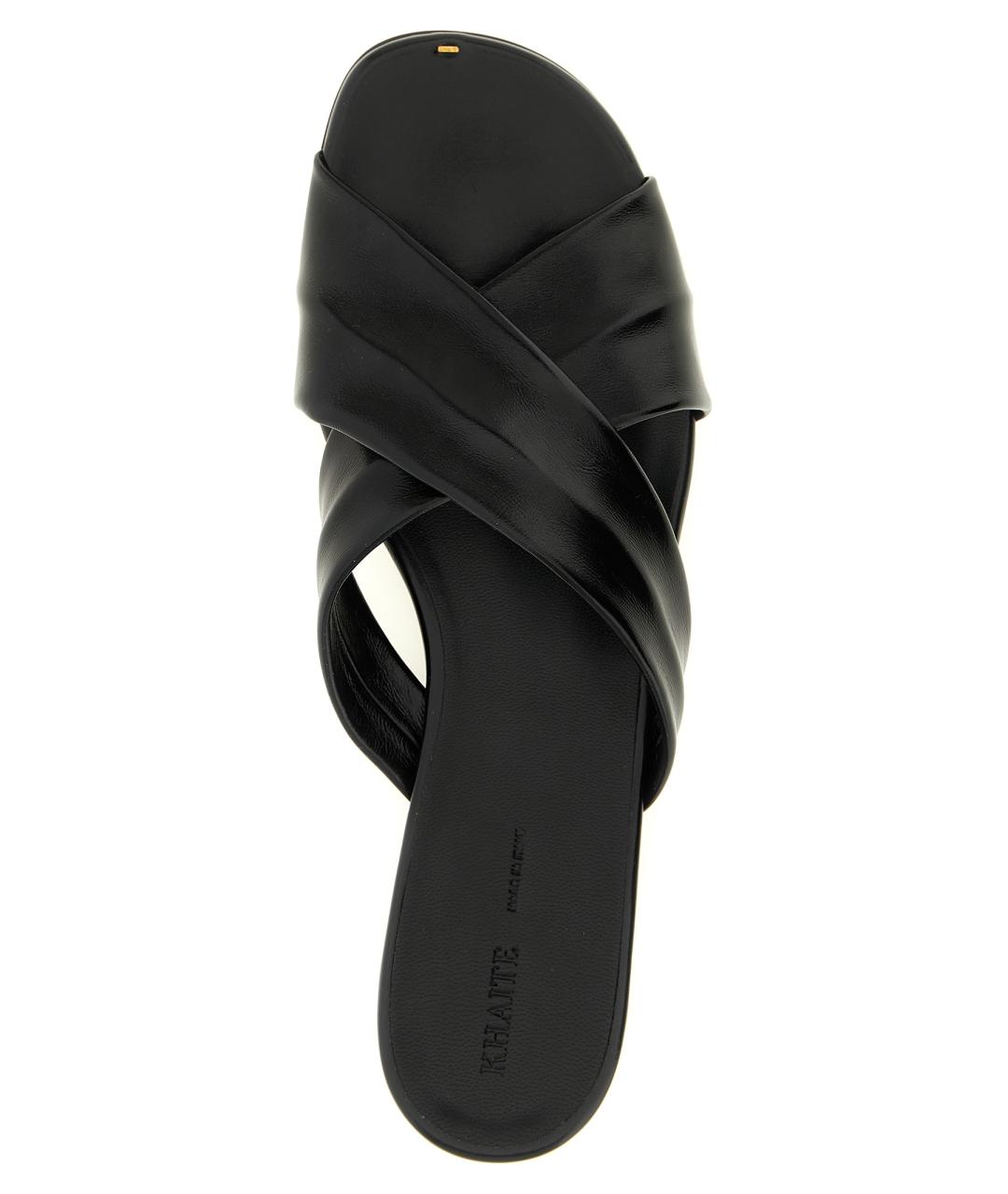 KHAITE Черные кожаные шлепанцы, фото 4