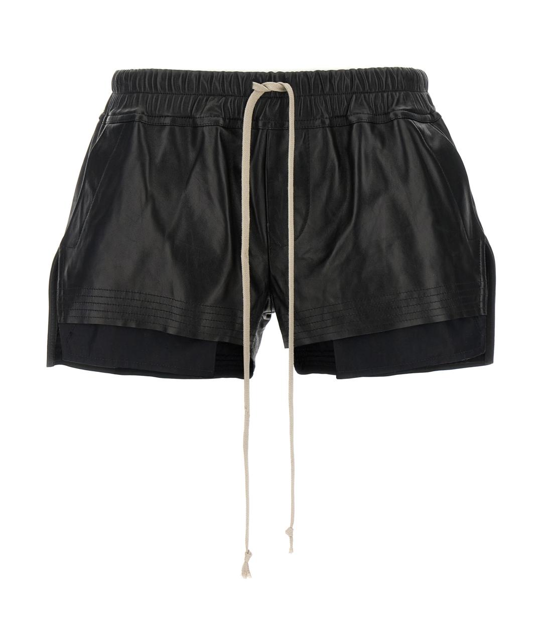 RICK OWENS Черные кожаные шорты, фото 1