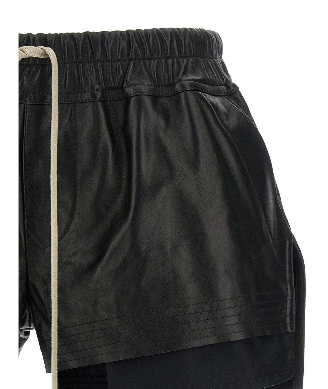 RICK OWENS Черные кожаные шорты, фото 3