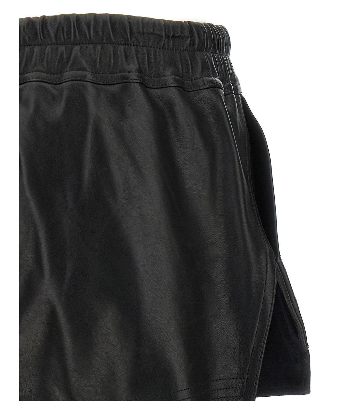 RICK OWENS Черные кожаные шорты, фото 4