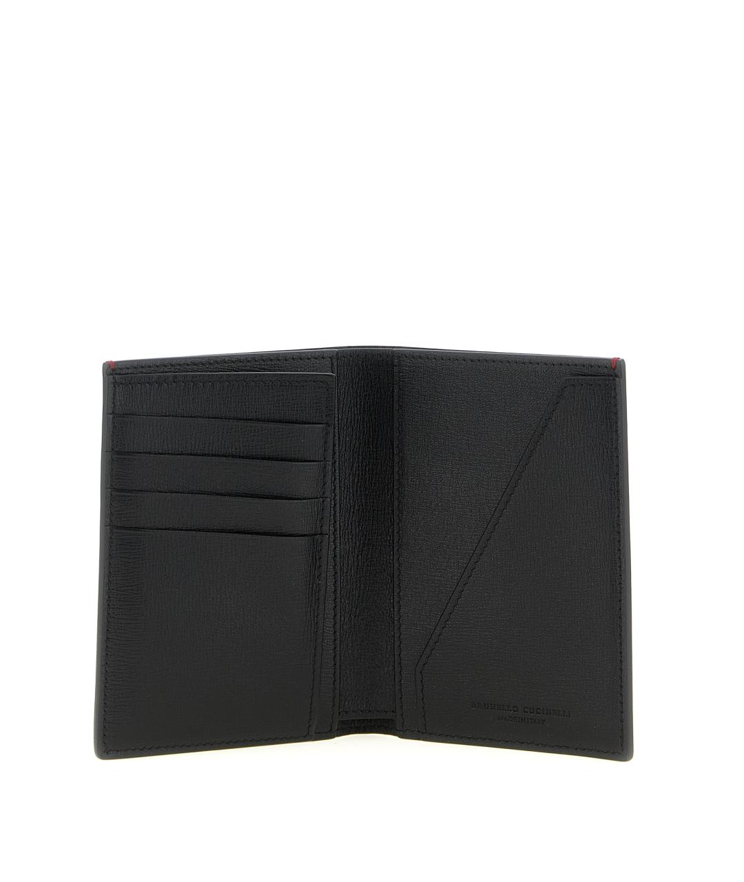 BRUNELLO CUCINELLI Черный кожаный кошелек, фото 3