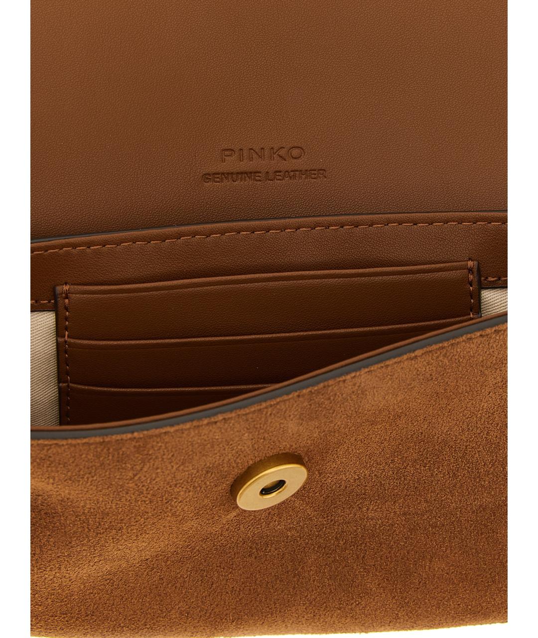 PINKO Коричневая замшевая сумка через плечо, фото 4