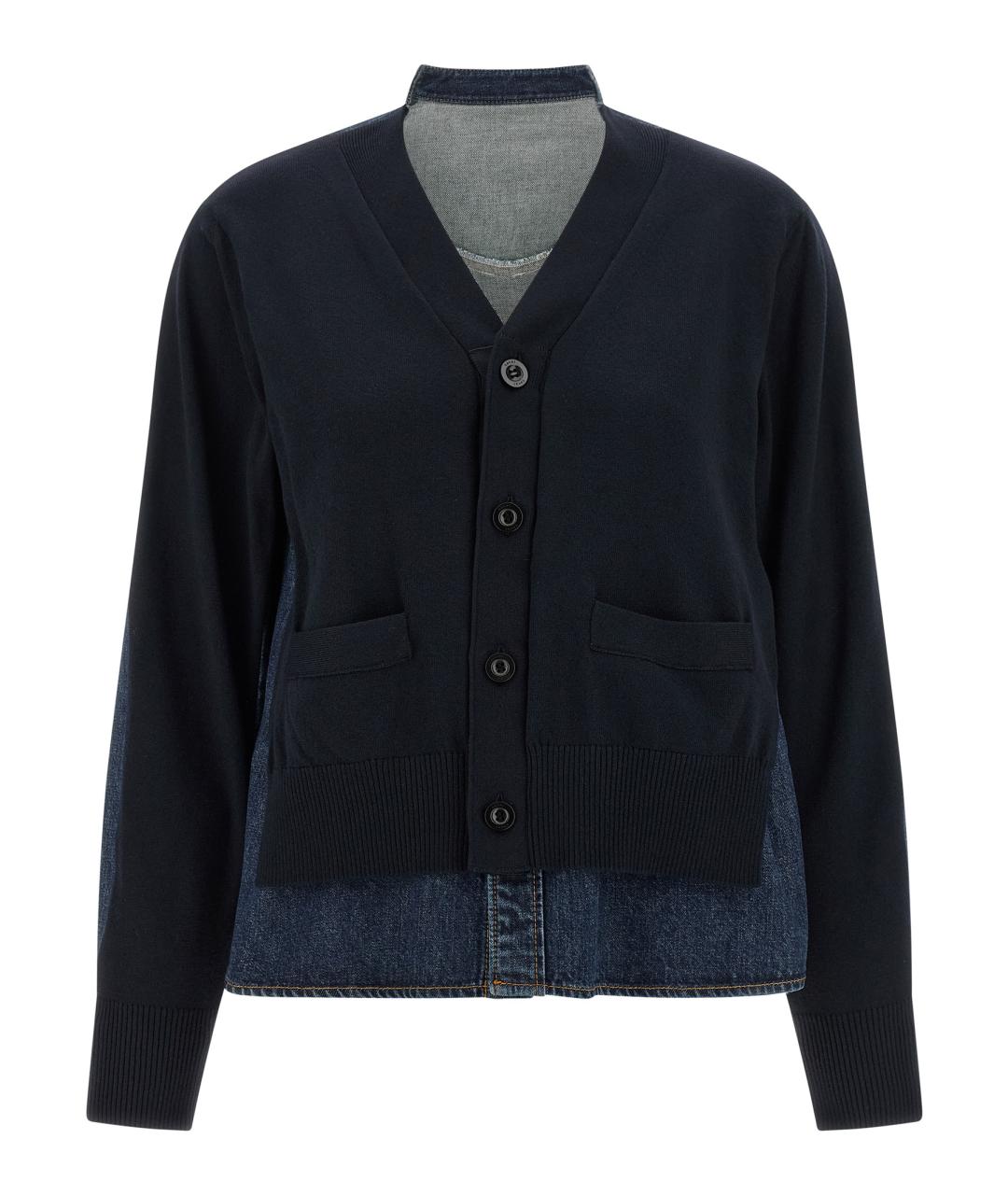 SACAI Темно-синий хлопковый кардиган, фото 1