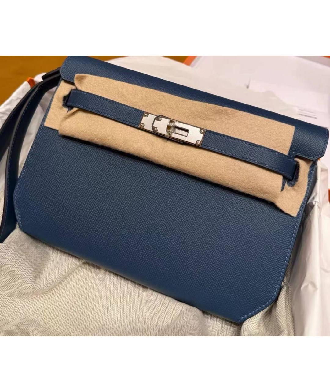 HERMES Темно-синяя кожаная папка для документов, фото 2