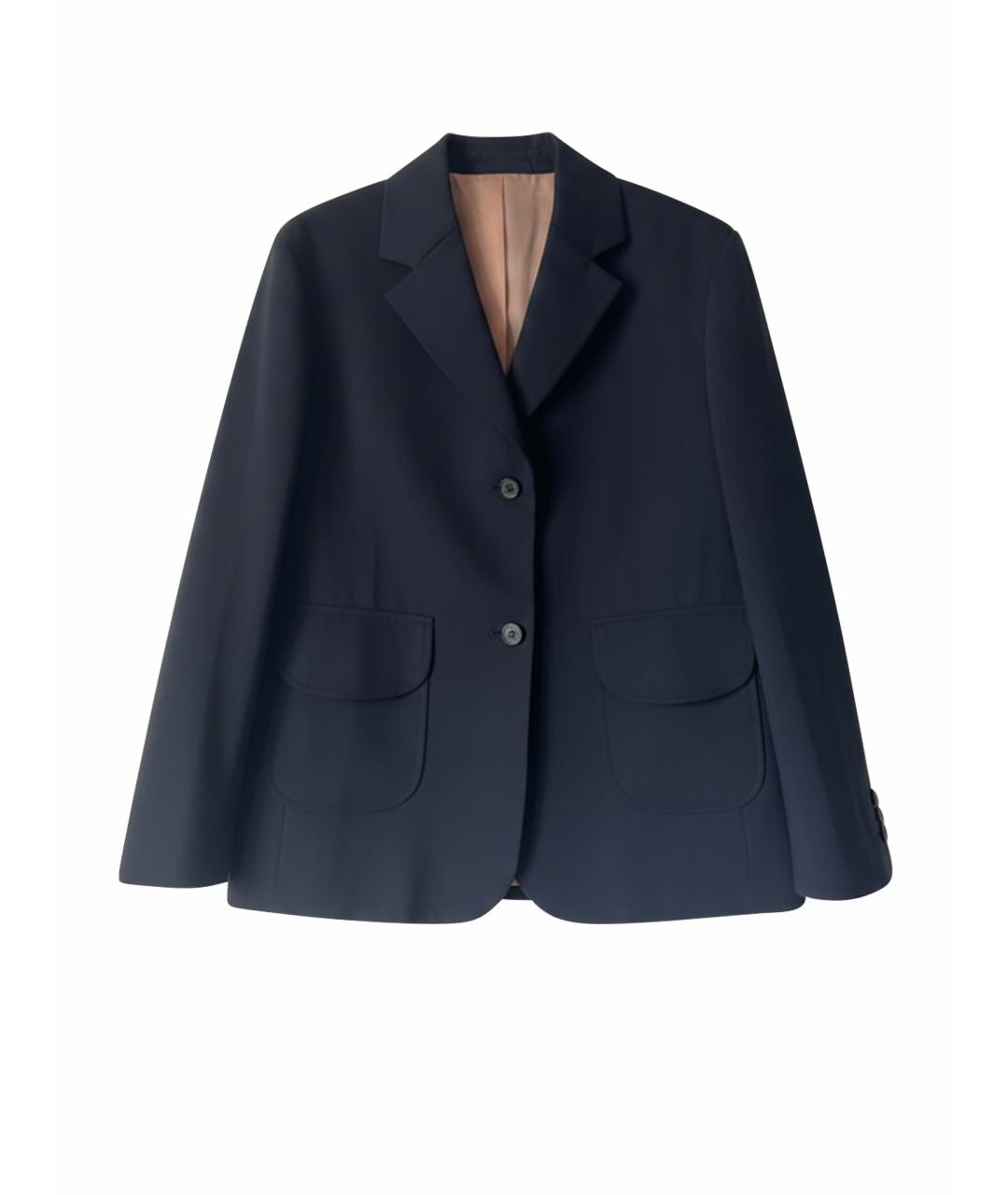 JIL SANDER Темно-синий шерстяной жакет/пиджак, фото 1