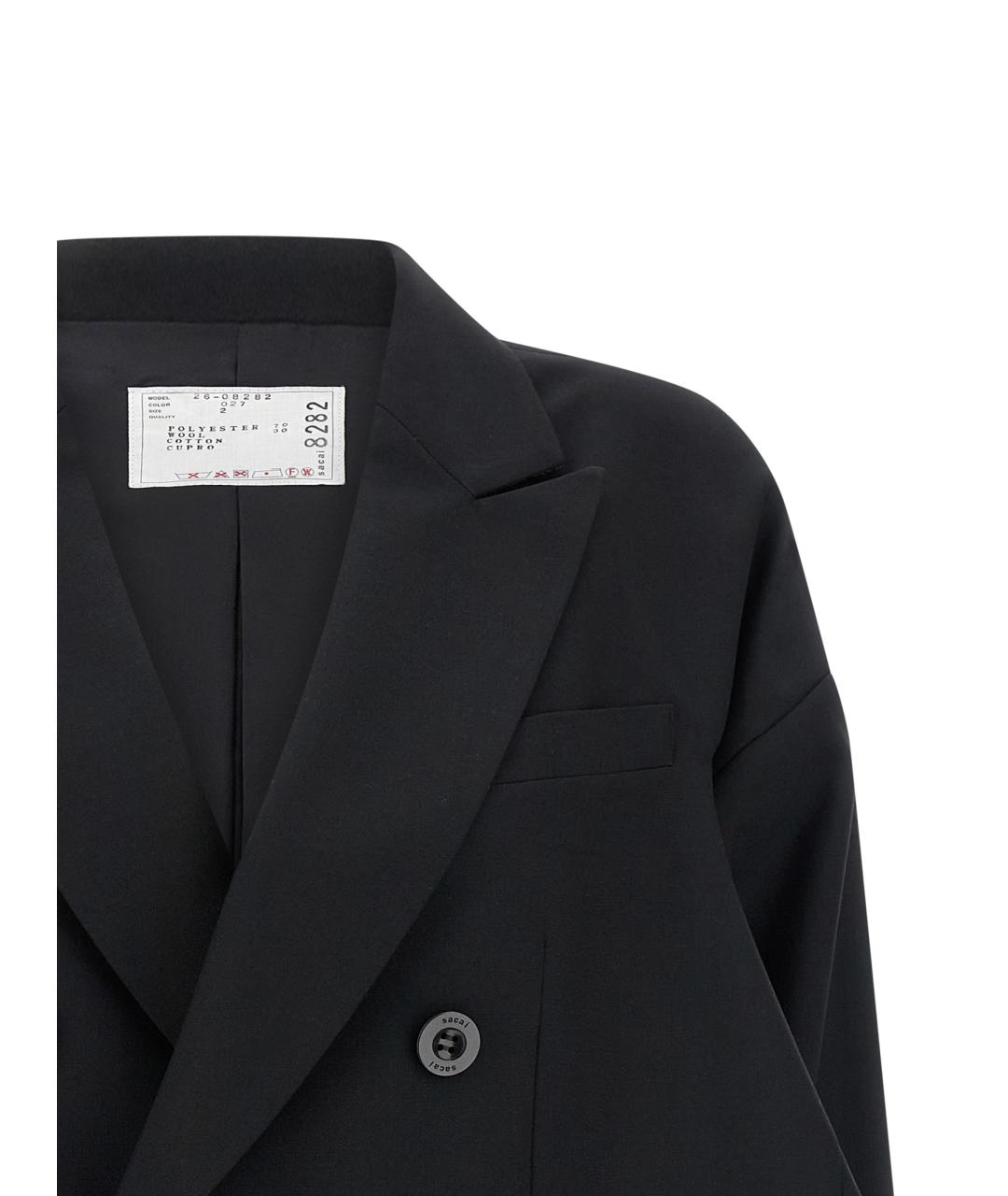 SACAI Черный шерстяной жакет/пиджак, фото 3