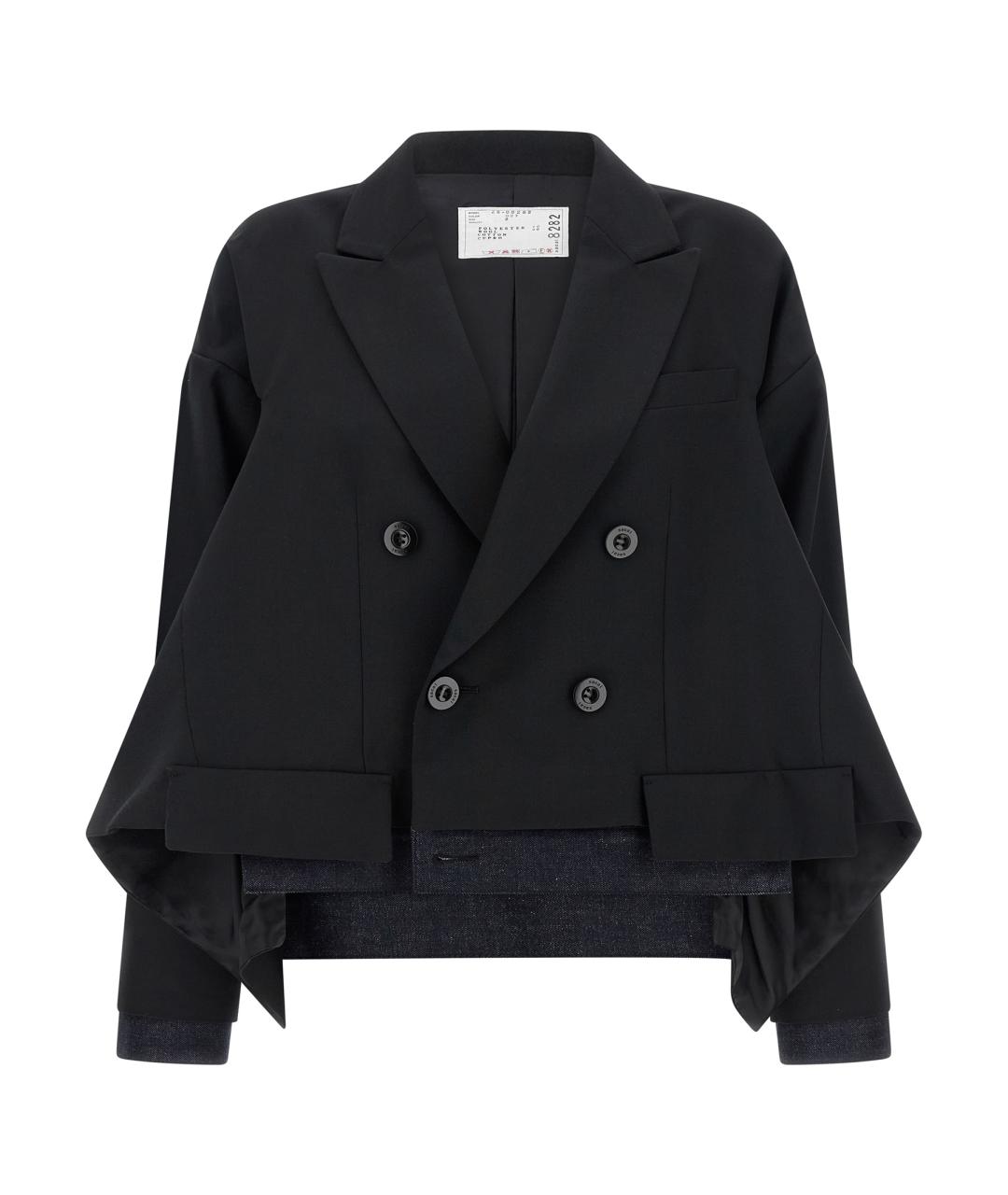 SACAI Черный шерстяной жакет/пиджак, фото 1