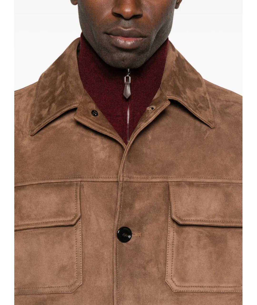 LARDINI Коричневая замшевая куртка, фото 5