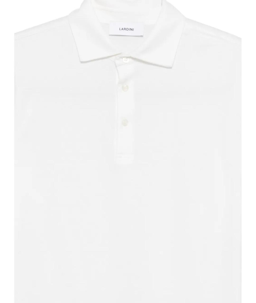 LARDINI Белое хлопковое поло с коротким рукавом, фото 3