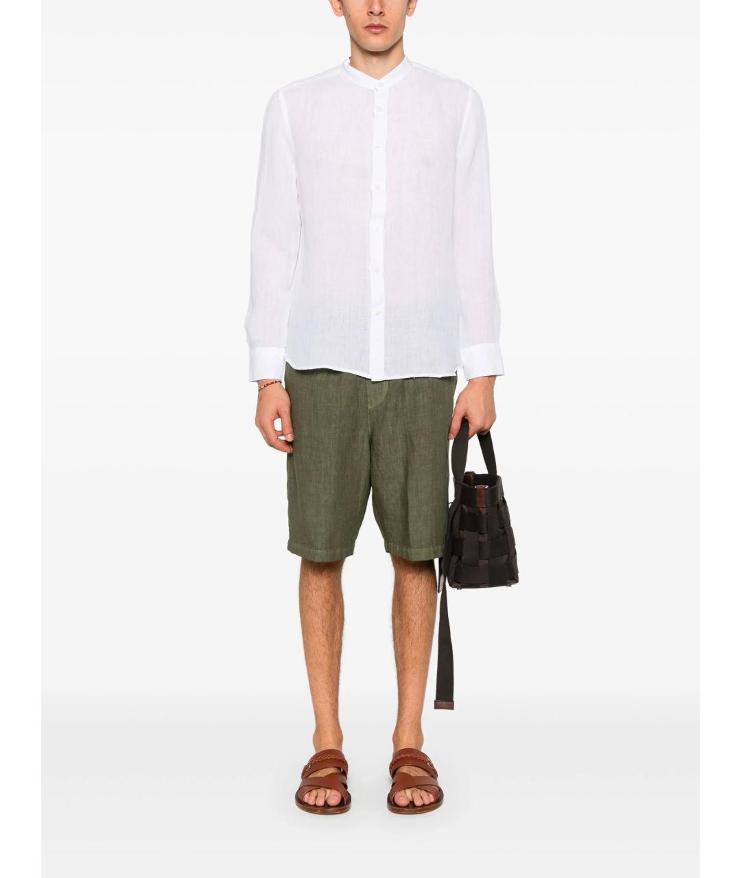 120% LINO Белая льняная кэжуал рубашка, фото 2