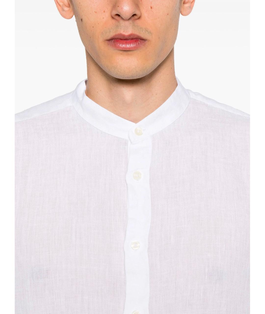120% LINO Белая льняная кэжуал рубашка, фото 5