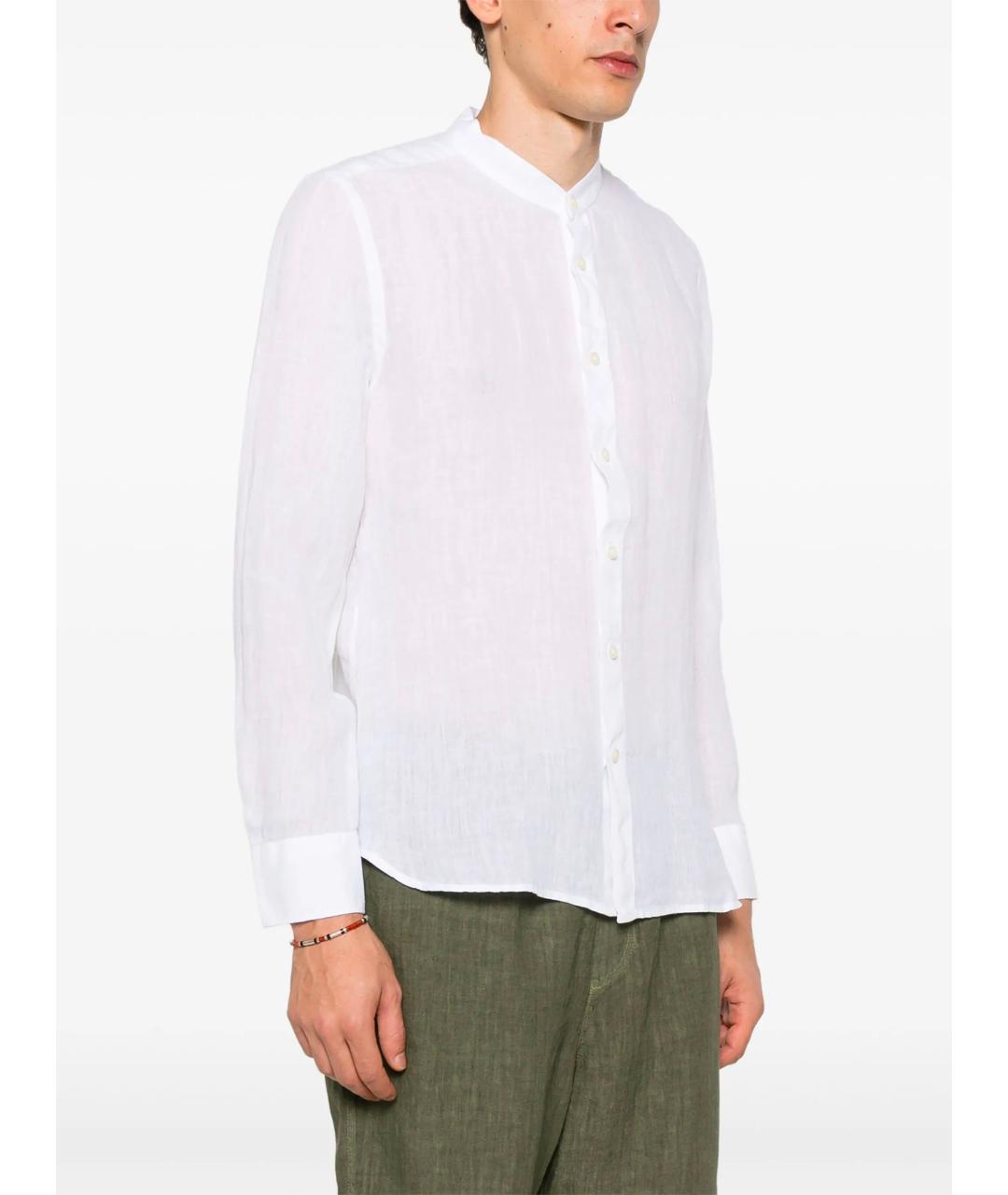 120% LINO Белая льняная кэжуал рубашка, фото 3