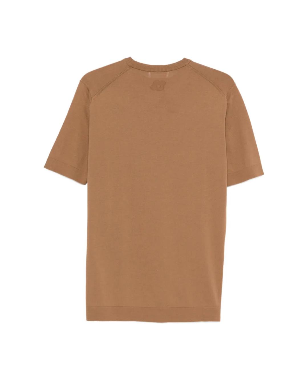 LARDINI Коричневая хлопковая футболка, фото 2