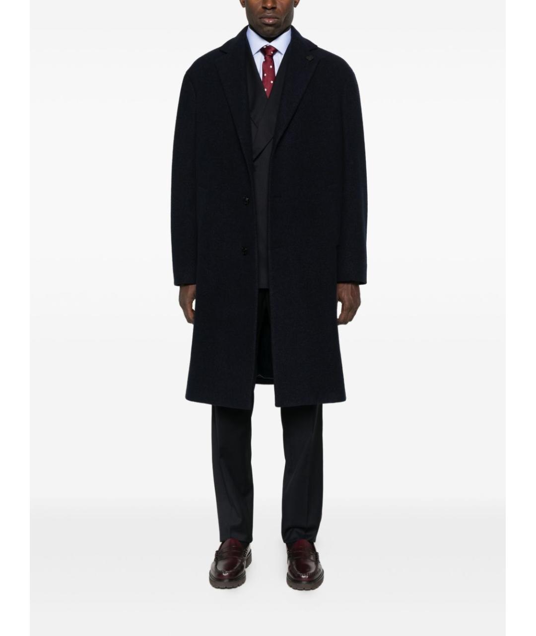 LARDINI Темно-синее шерстяное пальто, фото 2