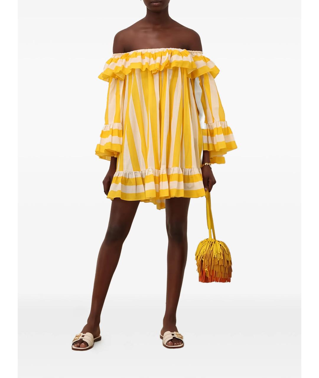 ZIMMERMANN Желтое хлопковое коктейльное платье, фото 2