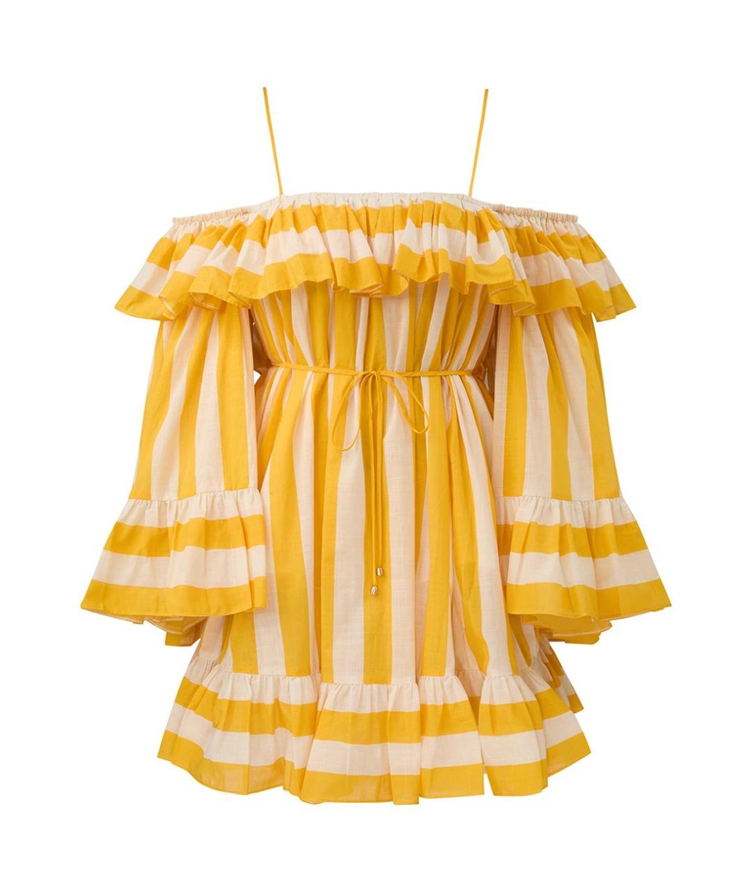 ZIMMERMANN Желтое хлопковое коктейльное платье, фото 1