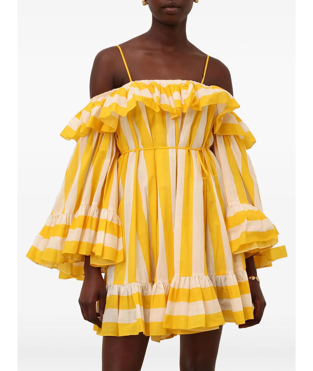 ZIMMERMANN Желтое хлопковое коктейльное платье, фото 3