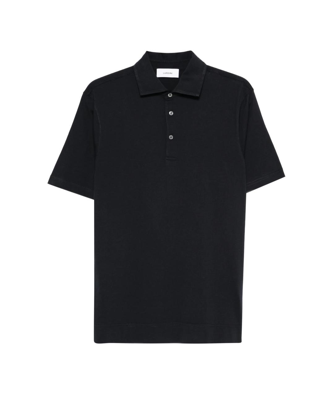 LARDINI Черное хлопковое поло с коротким рукавом, фото 1