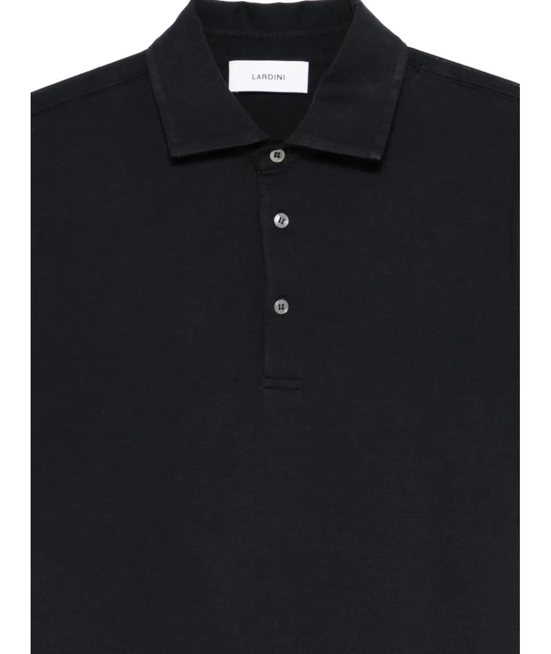 LARDINI Черное хлопковое поло с коротким рукавом, фото 3