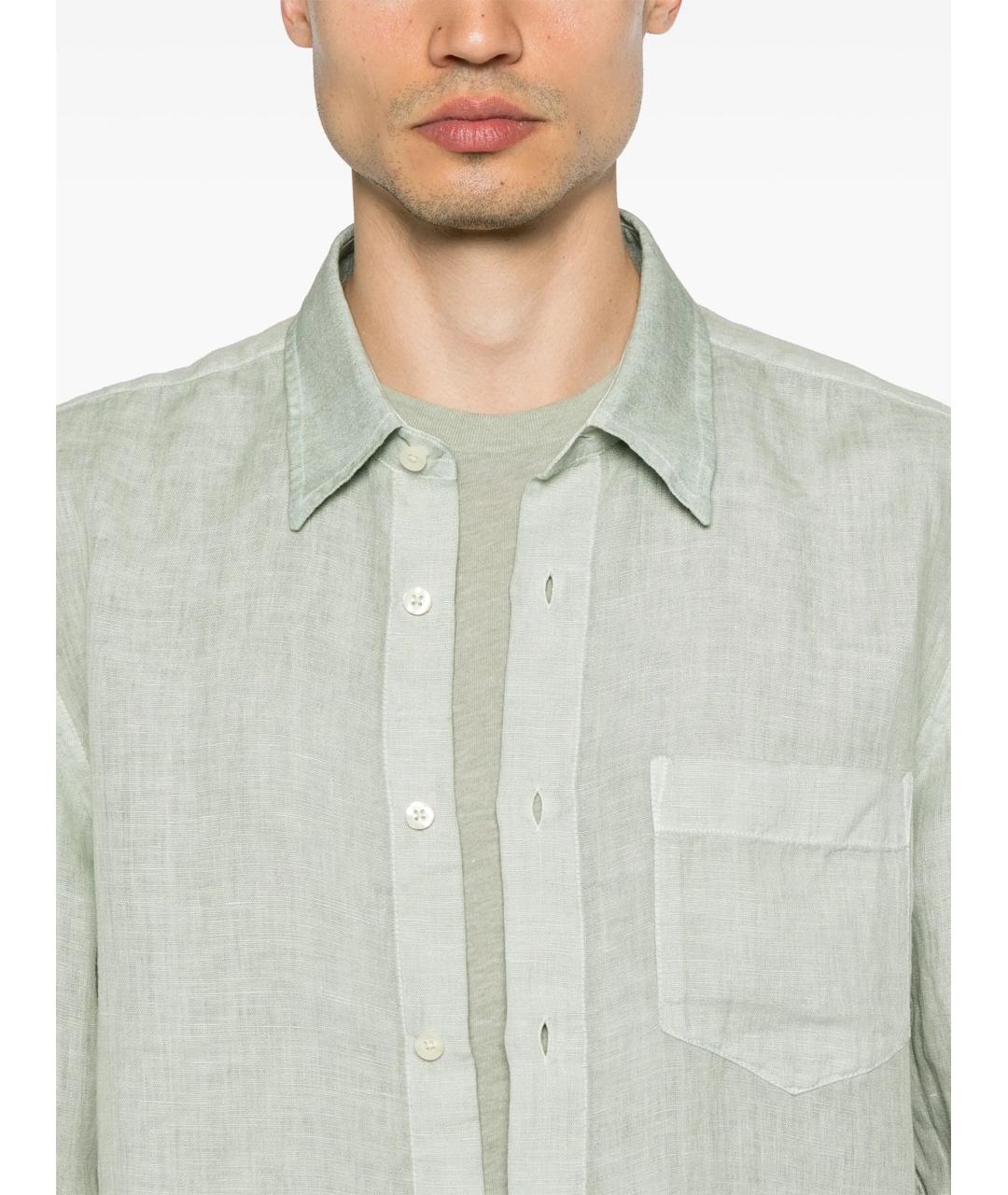 120% LINO Зеленая льняная кэжуал рубашка, фото 5