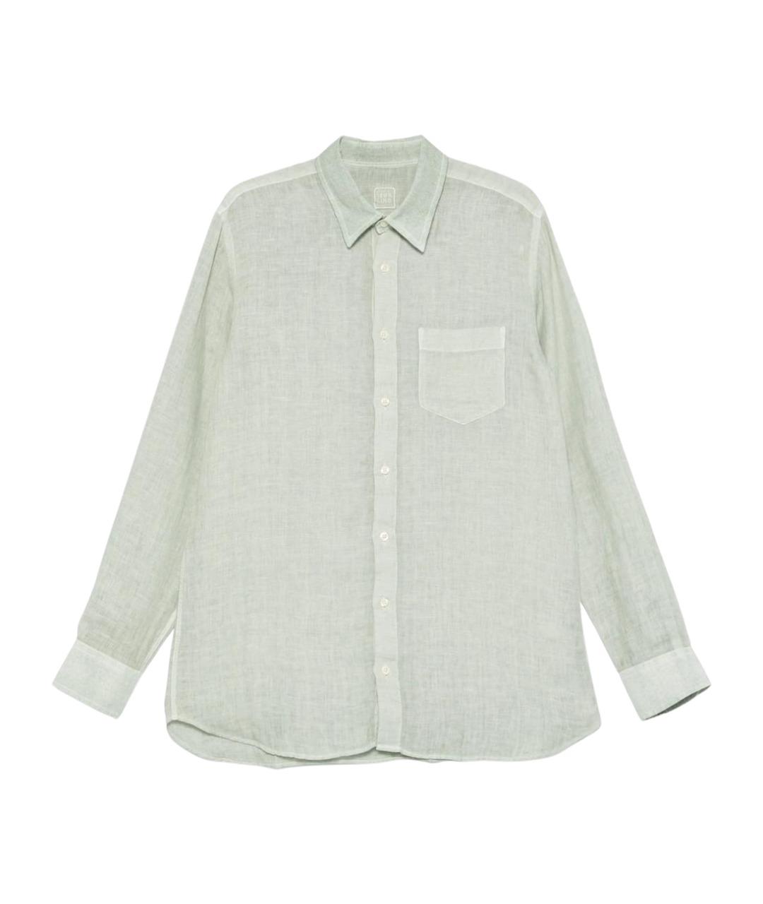 120% LINO Зеленая льняная кэжуал рубашка, фото 1