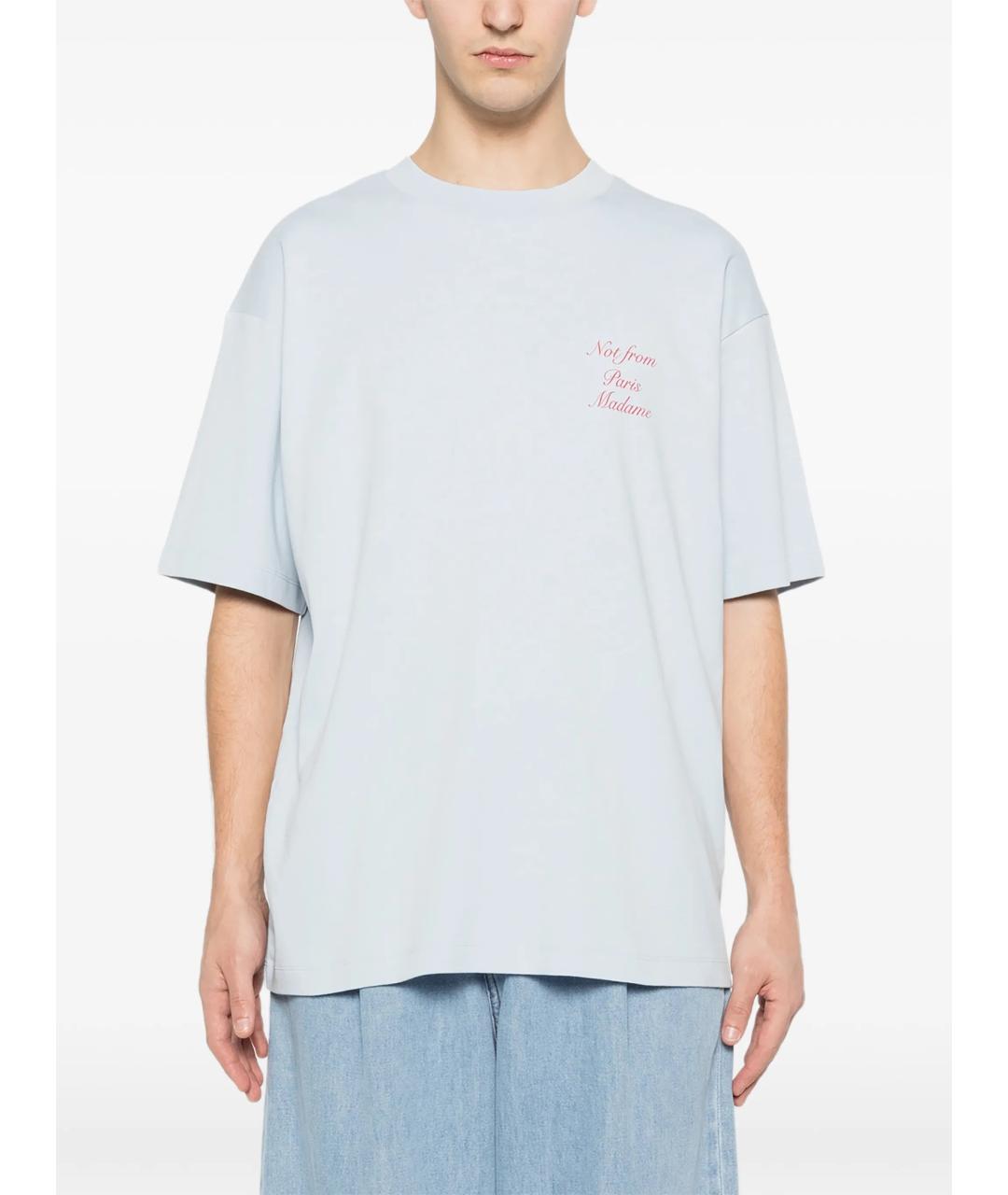 Drole de Monsieur Голубая хлопковая футболка, фото 3
