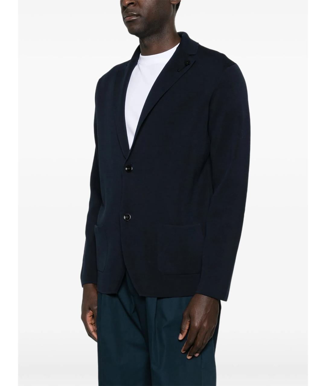 LARDINI Синий хлопковый пиджак, фото 3