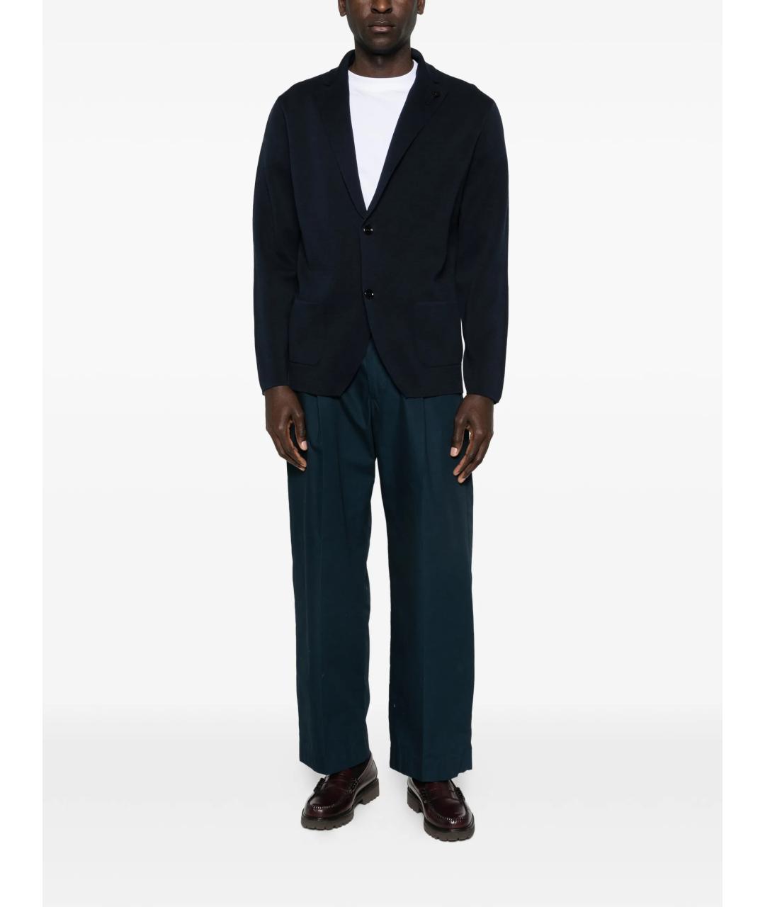 LARDINI Синий хлопковый пиджак, фото 2