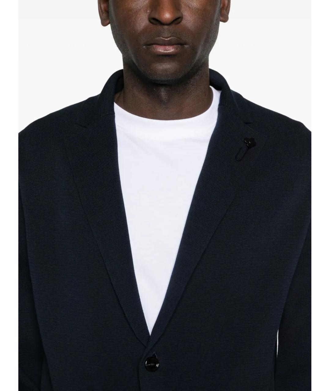 LARDINI Синий хлопковый пиджак, фото 5