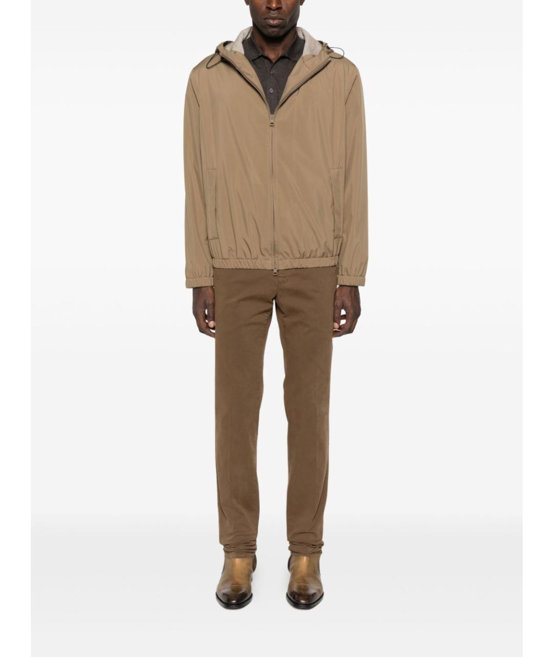 LARDINI Бежевая полиэстеровая куртка, фото 2