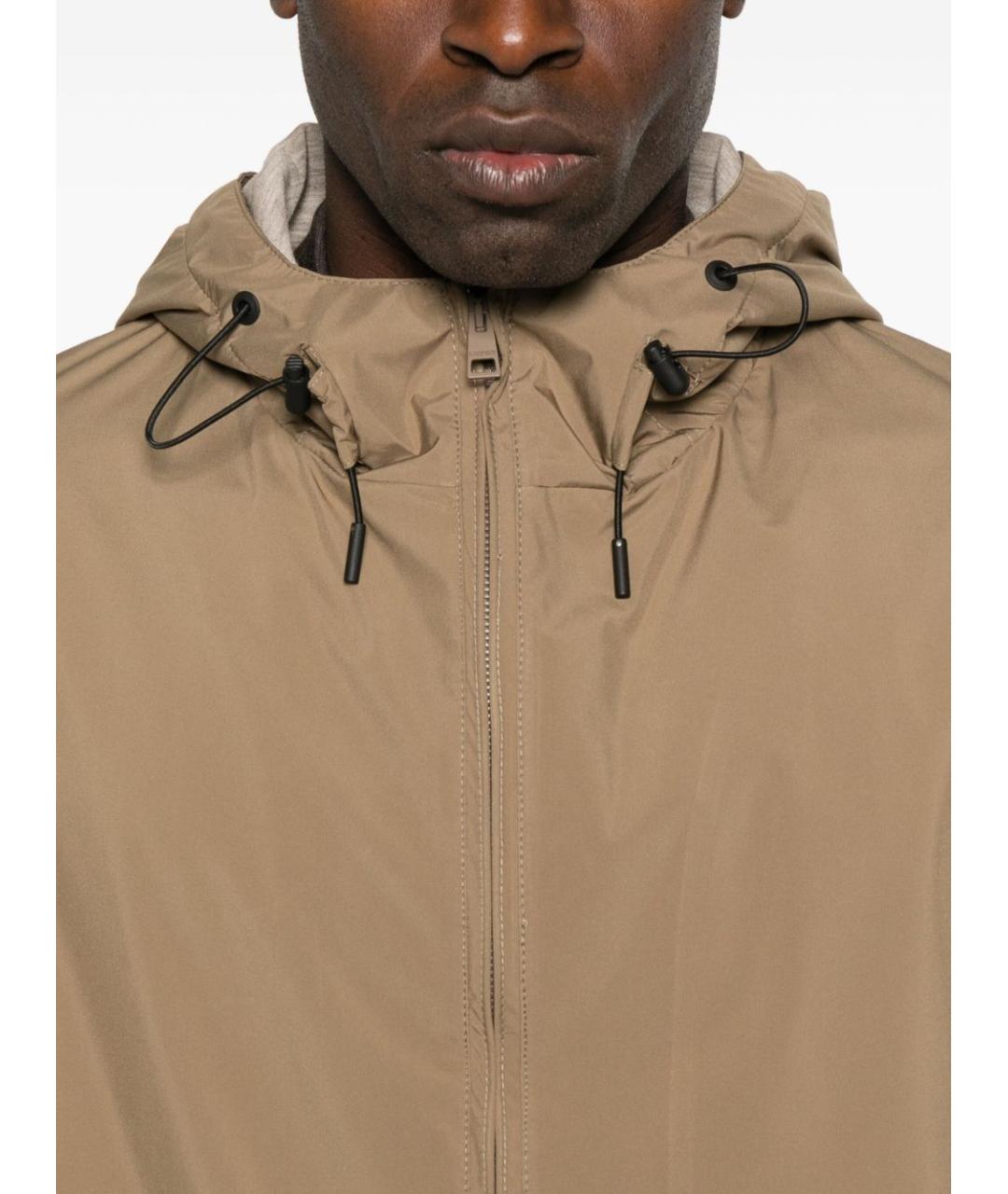 LARDINI Бежевая полиэстеровая куртка, фото 5