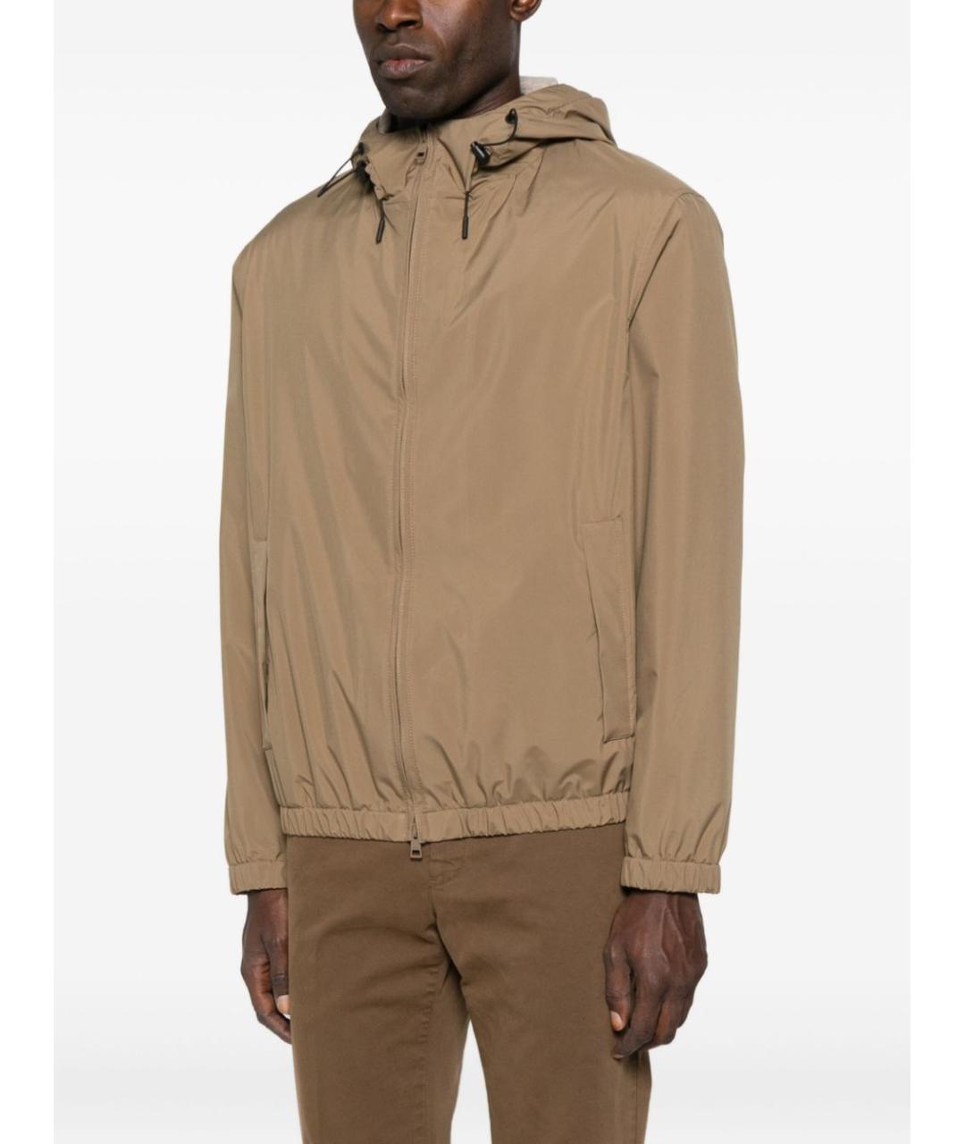 LARDINI Бежевая полиэстеровая куртка, фото 3