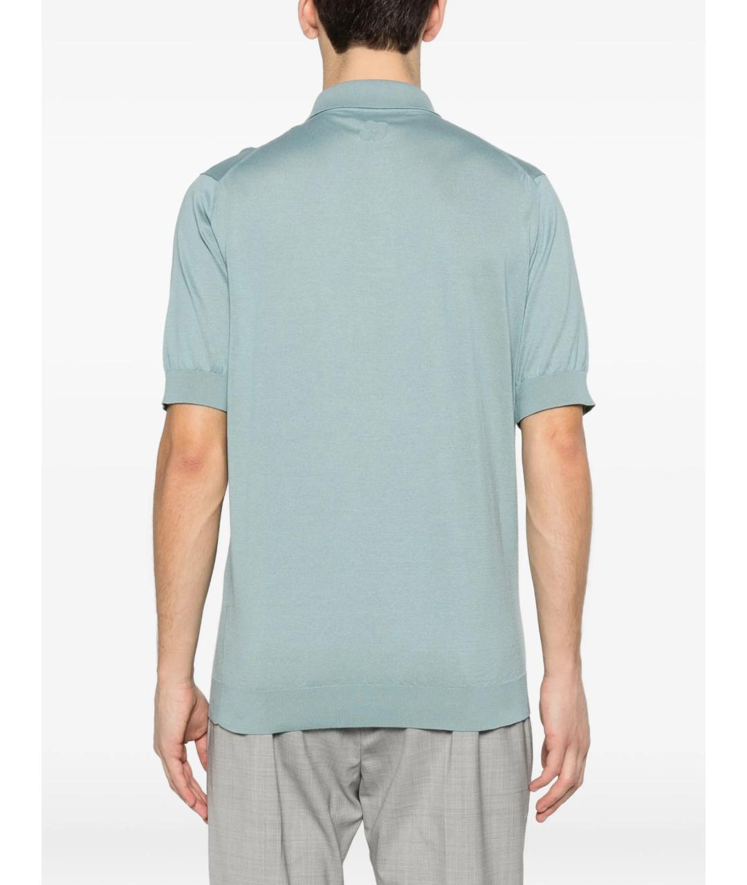 LARDINI Голубое хлопковое поло с коротким рукавом, фото 4