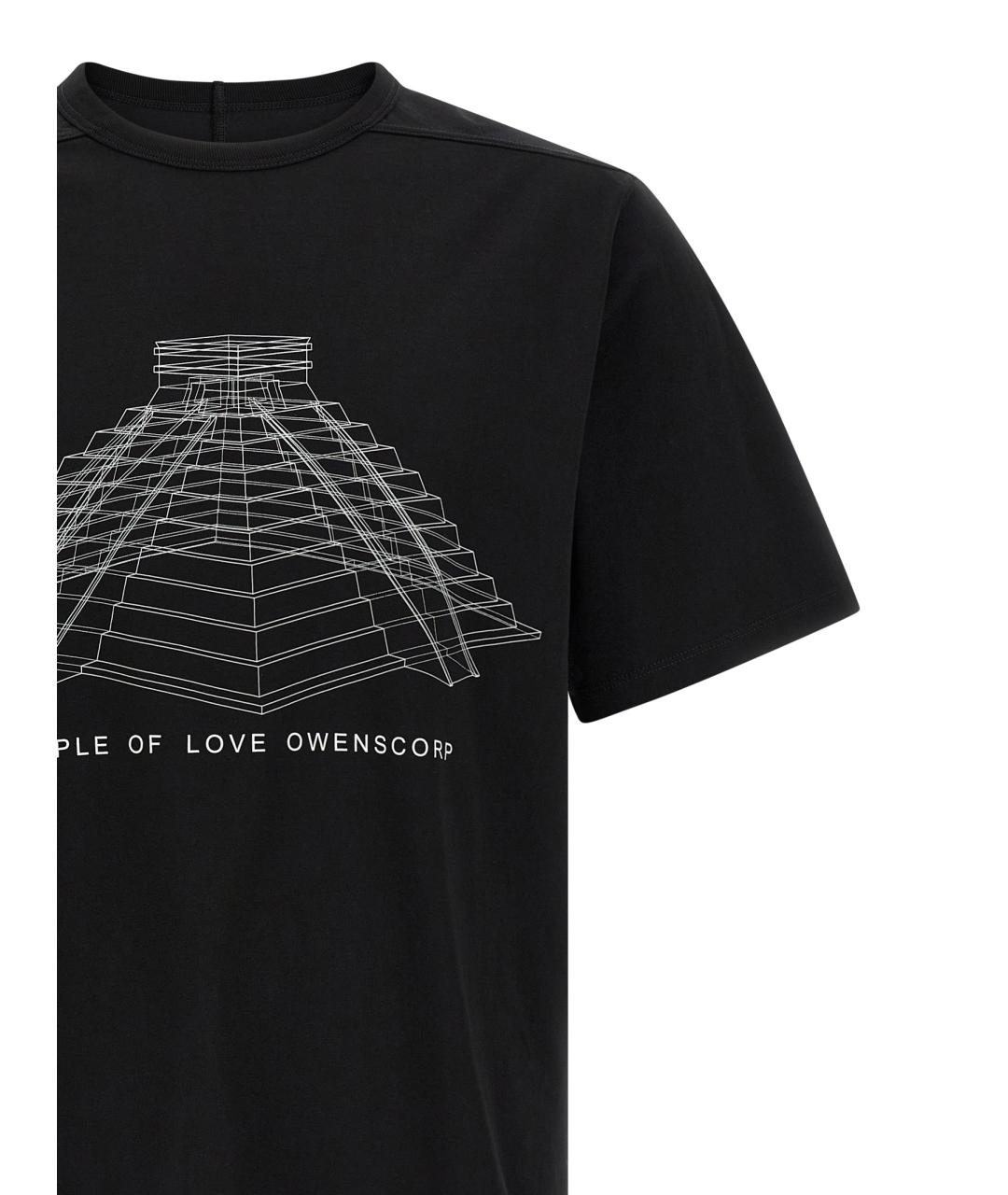 RICK OWENS Черная хлопковая футболка, фото 3