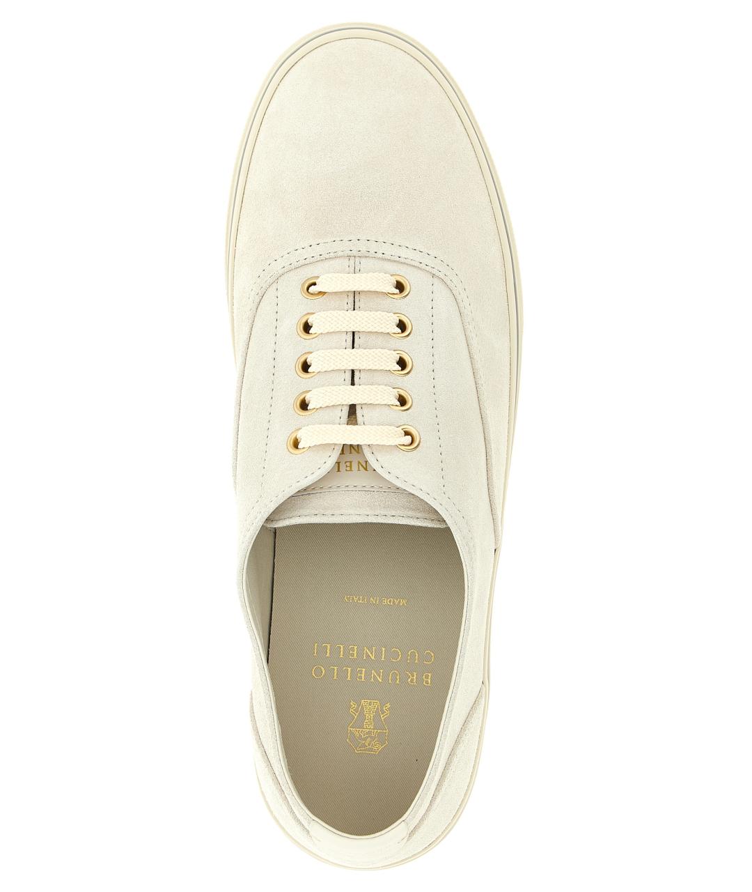 BRUNELLO CUCINELLI Бежевые замшевые низкие кроссовки / кеды, фото 4