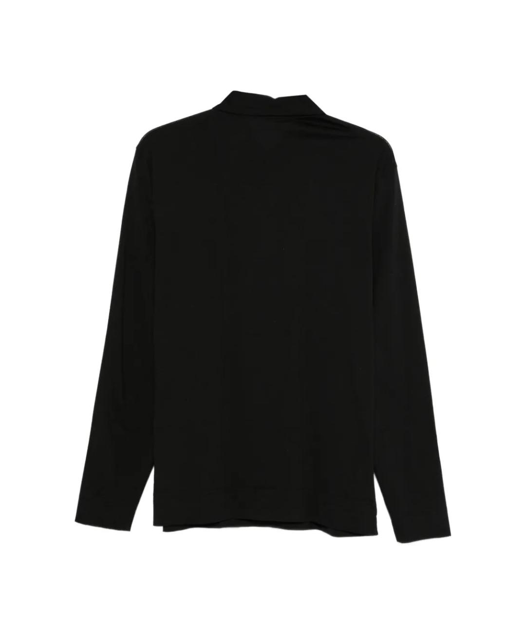 LARDINI Черное хлопковое поло с длинным рукавом, фото 2