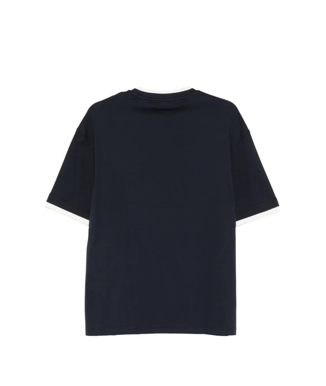 LARDINI Темно-синяя хлопковая футболка, фото 2