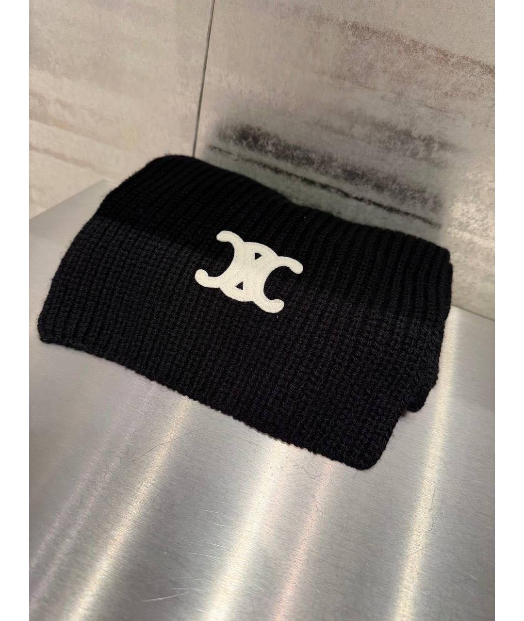 CELINE Черный кашемировый шарф, фото 3