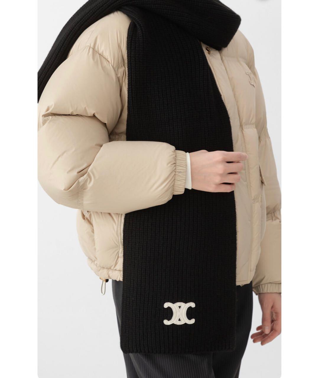 CELINE Черный кашемировый шарф, фото 5