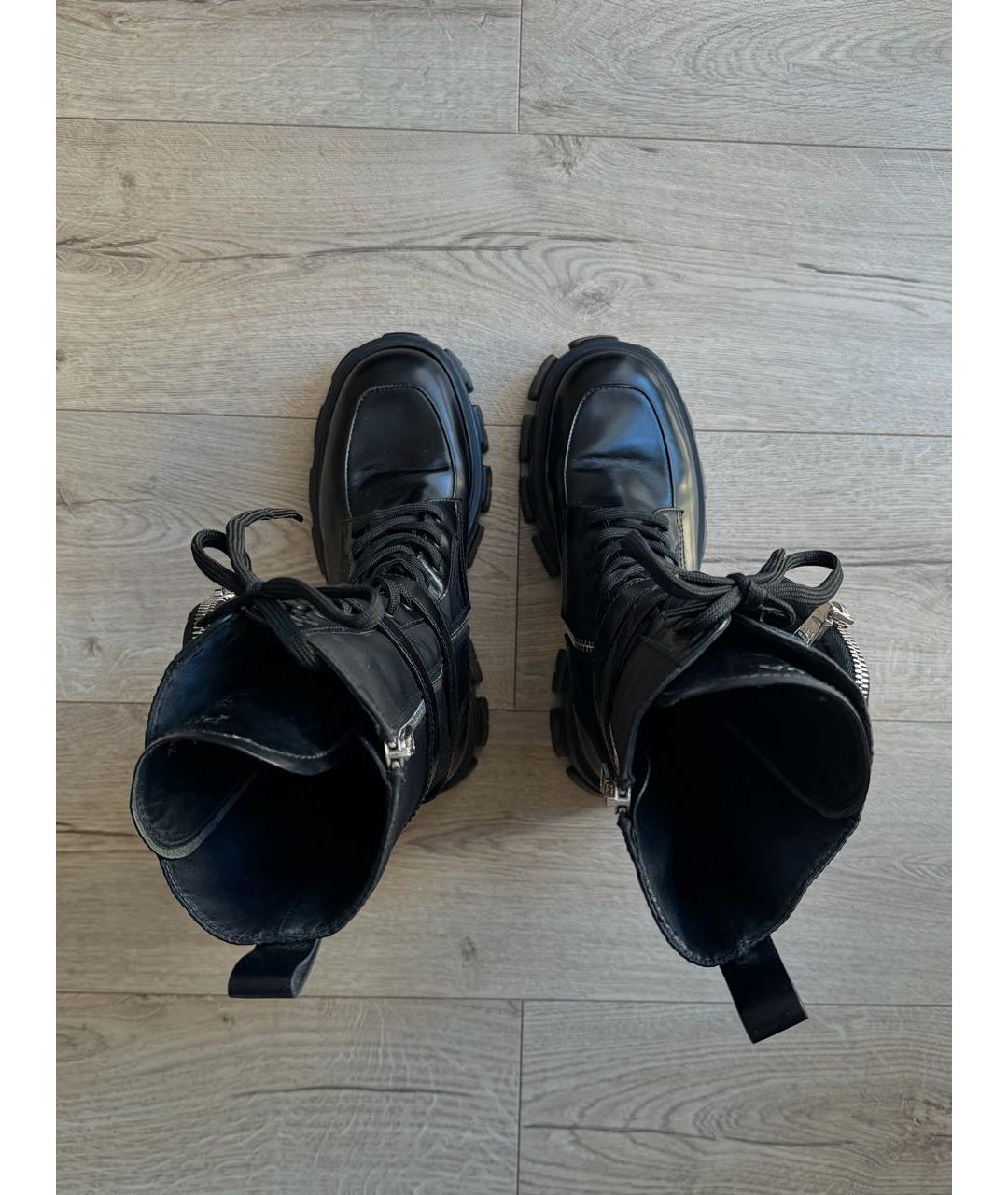 PRADA Черные кожаные ботинки, фото 3