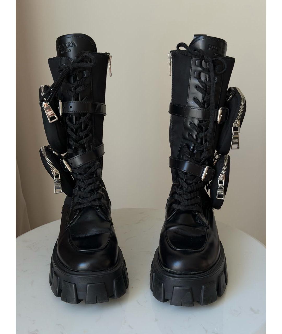 PRADA Черные кожаные ботинки, фото 2