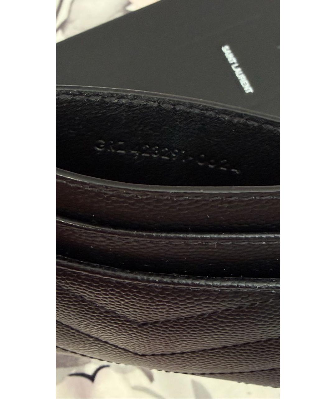 SAINT LAURENT Черный кожаный кардхолдер, фото 6