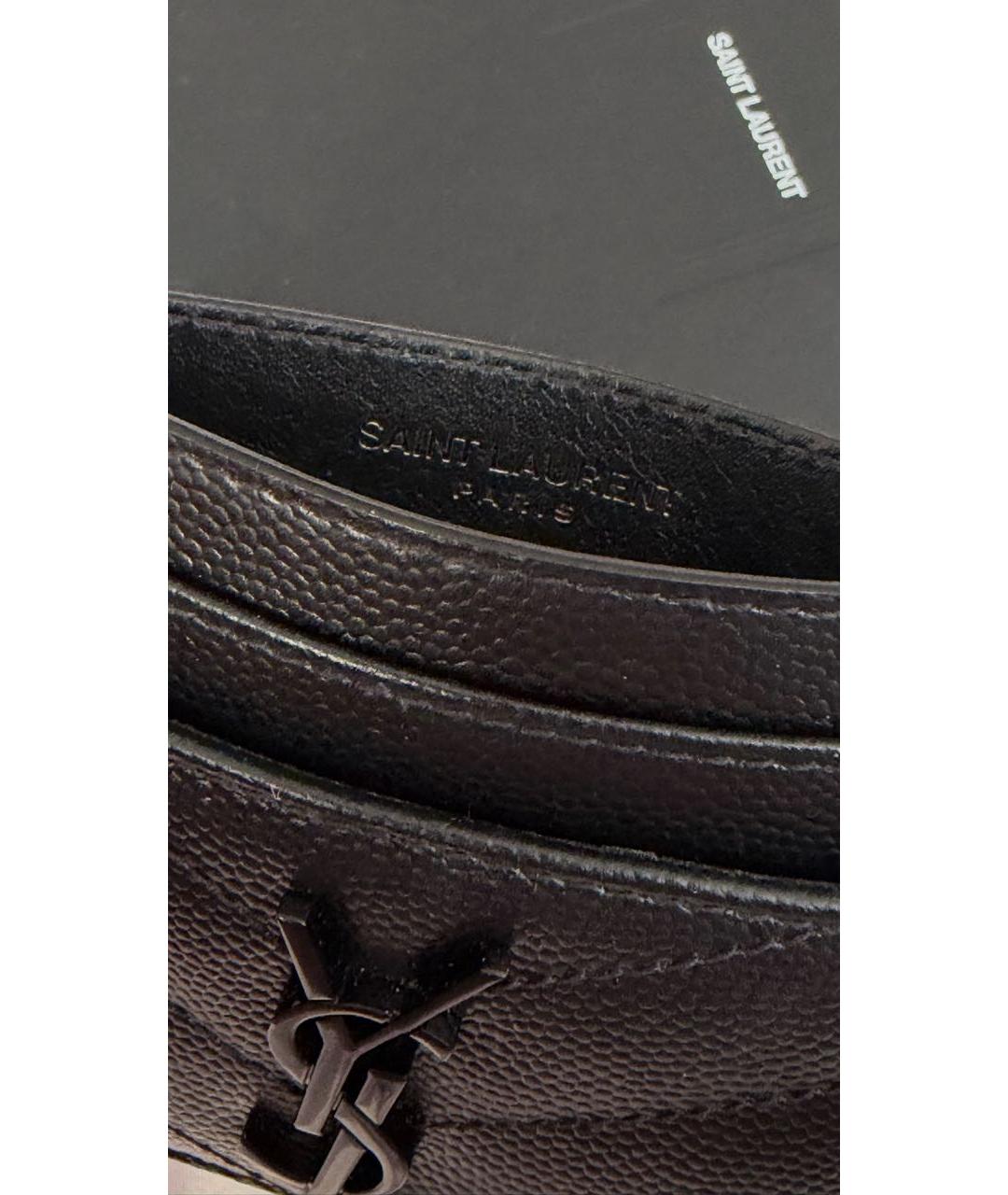 SAINT LAURENT Черный кожаный кардхолдер, фото 4