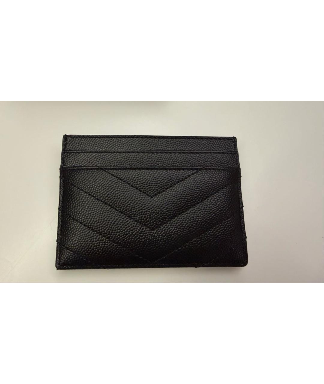 SAINT LAURENT Черный кожаный кардхолдер, фото 3
