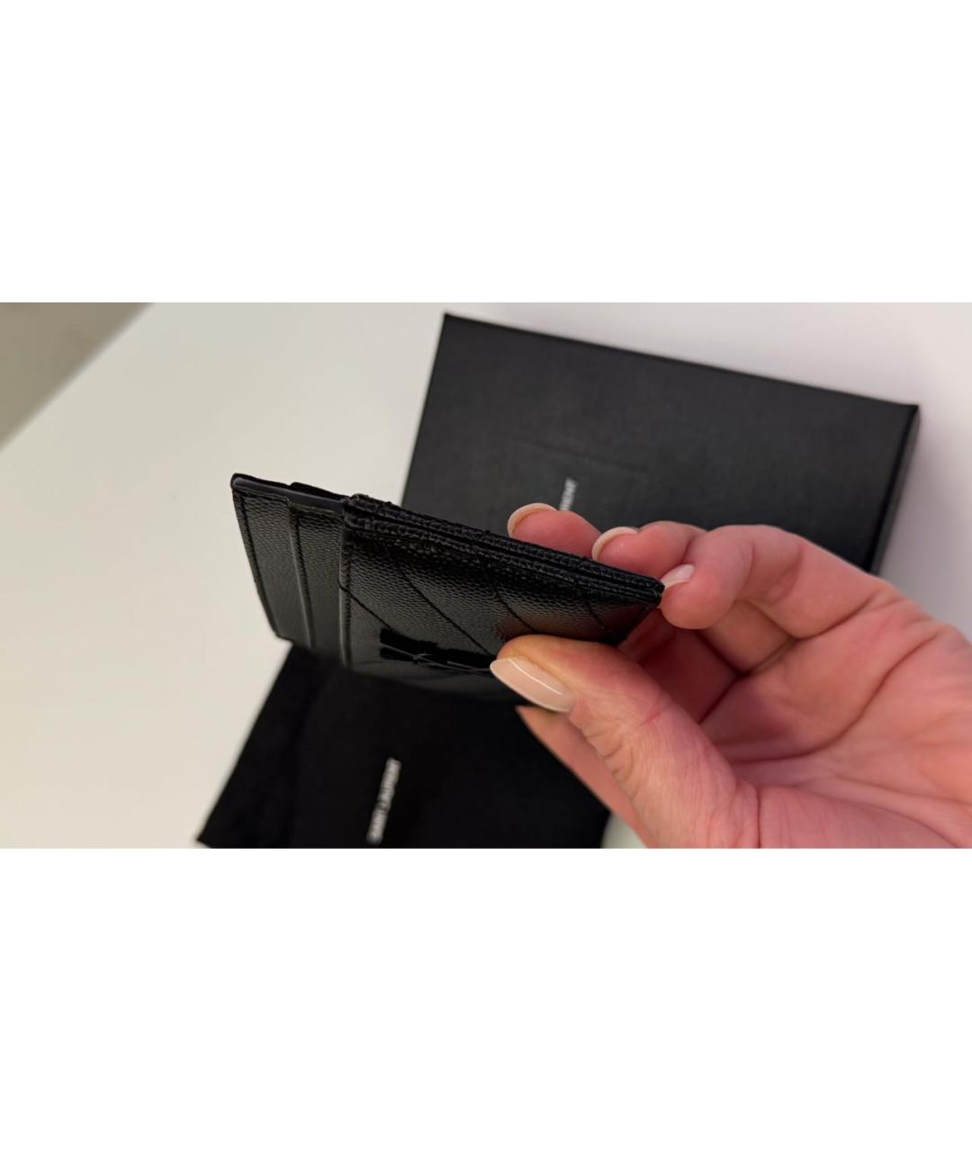 SAINT LAURENT Черный кожаный кардхолдер, фото 7