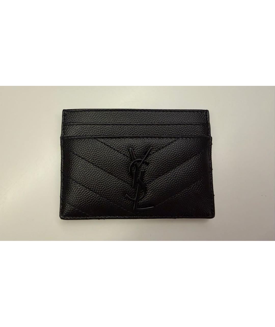 SAINT LAURENT Черный кожаный кардхолдер, фото 9