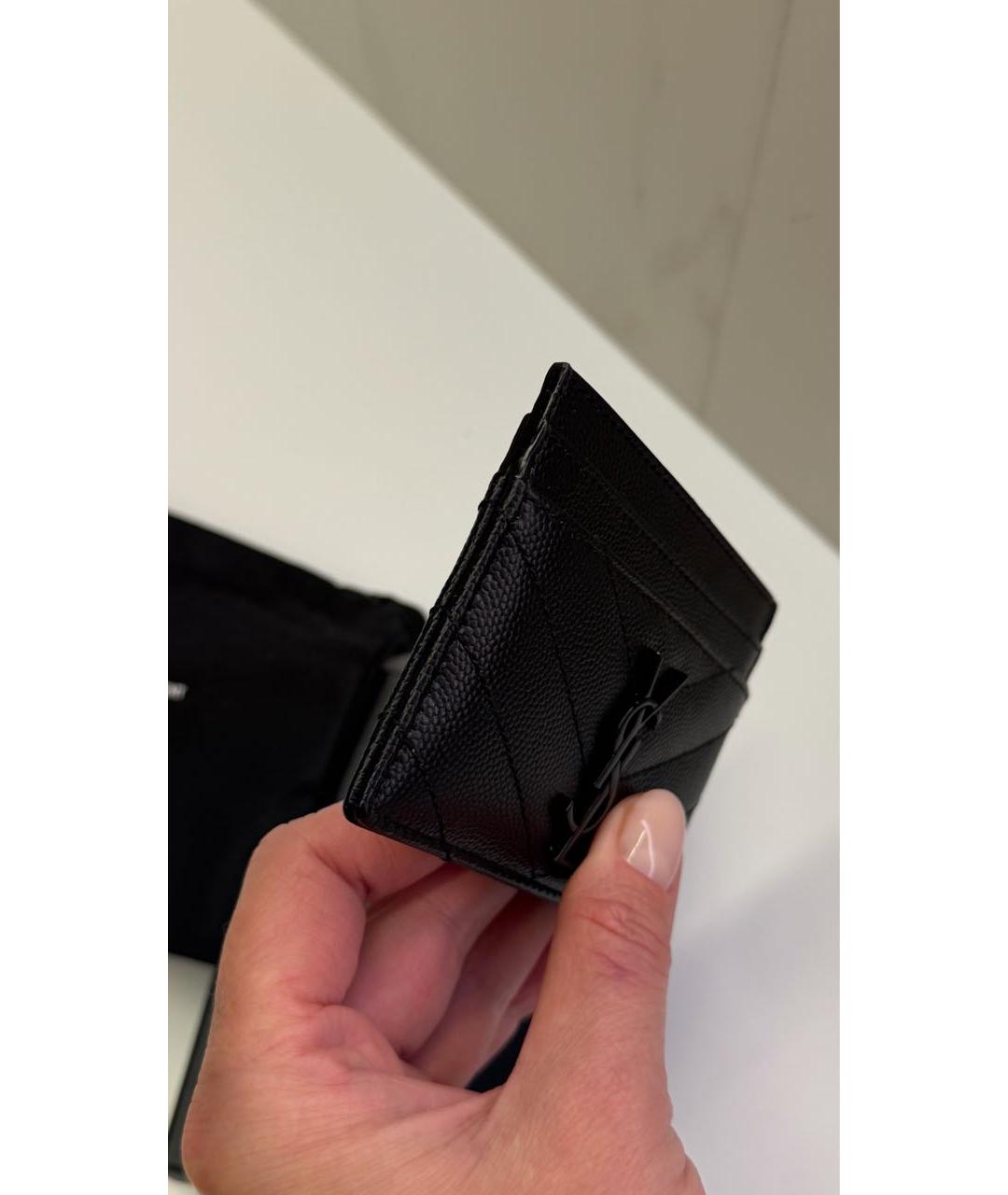 SAINT LAURENT Черный кожаный кардхолдер, фото 8