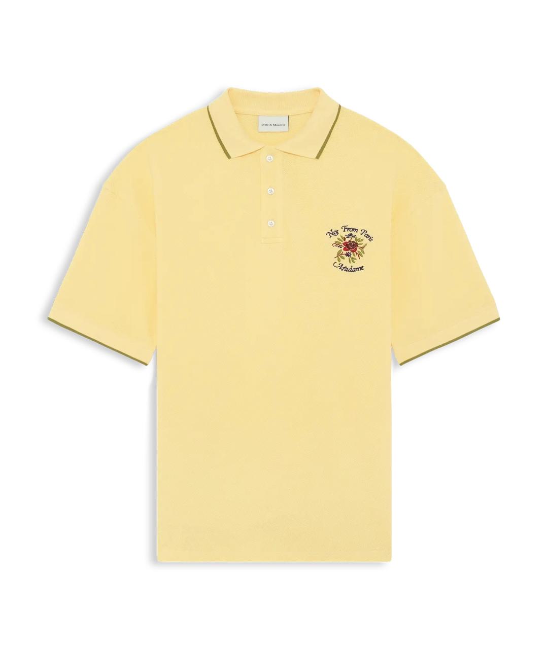 Drole de Monsieur Желтое хлопковое поло с коротким рукавом, фото 1
