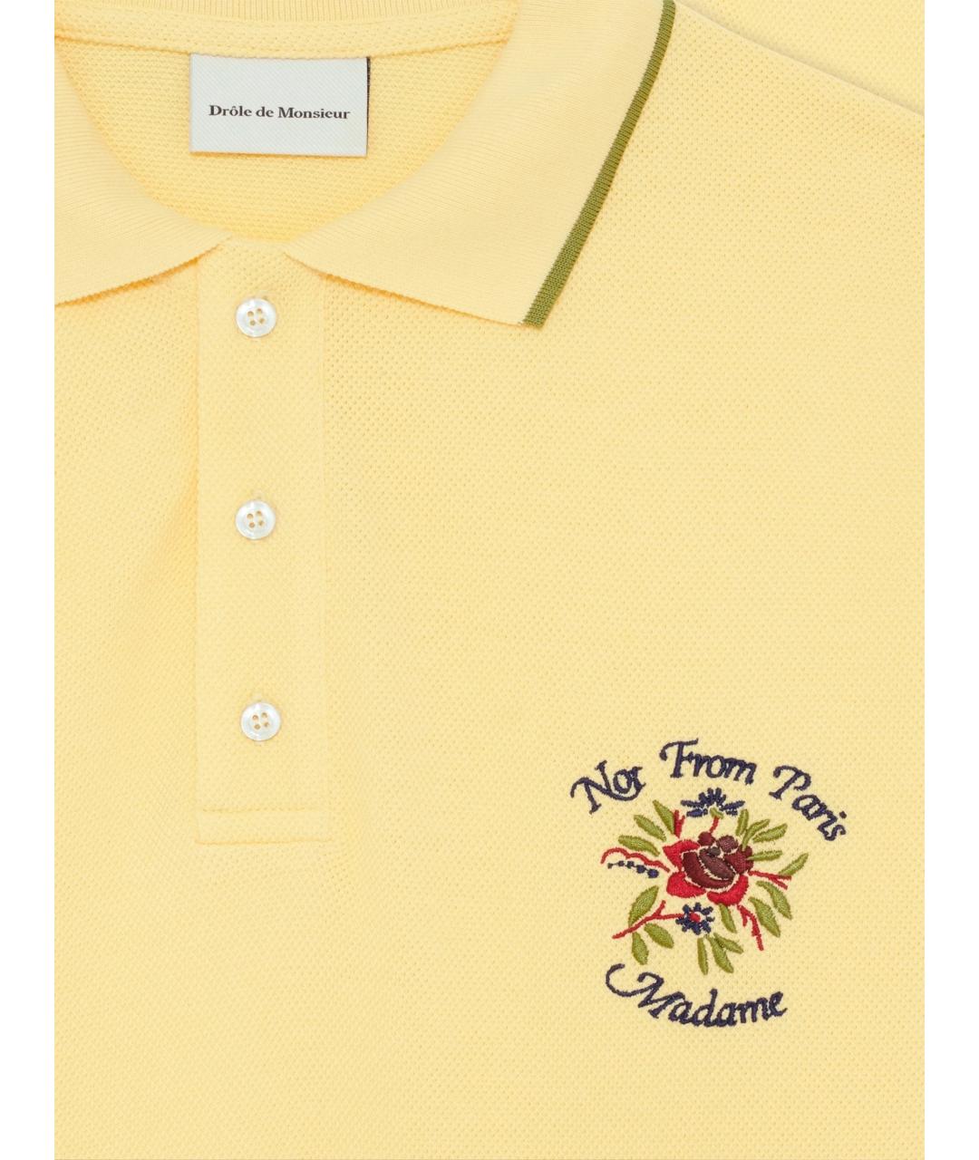 Drole de Monsieur Желтое хлопковое поло с коротким рукавом, фото 2